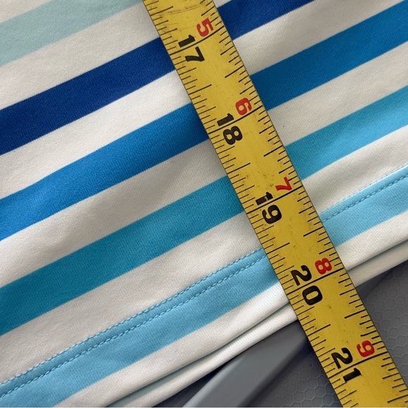 J. McLaughlin Skirt Women’s L Blue White Striped Tiered Overlay Nylon Spandex - Picture 8 of 8